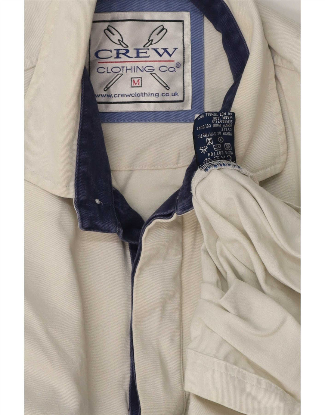 Ανδρικό πουλόβερ πουκάμισο Crew Clothing, Βαμβακερό μεσαίο λευκό ριγέ