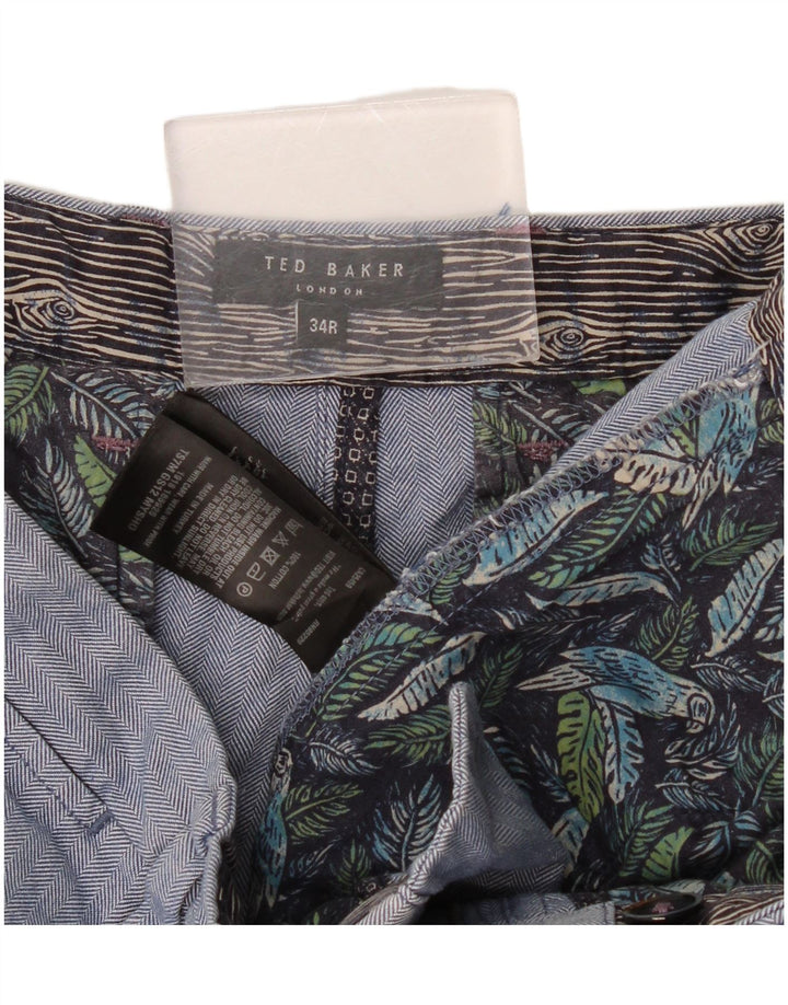 Ted Baker Ανδρικό σορτς Chino W34 μεγάλο μπλε βαμβακερό ψαροκόκαλο