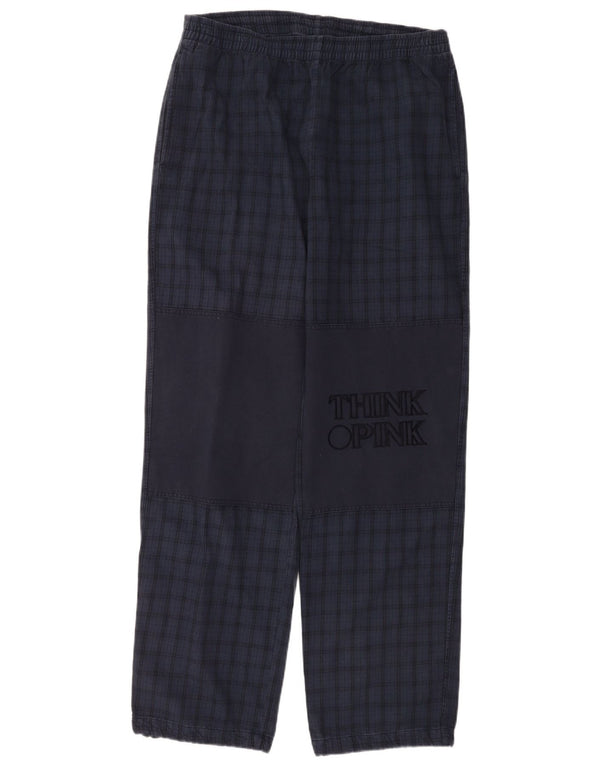 Think Pink Mens Graphic Casual Παντελόνι XL W38 L35 Navy Blue Check Cotton