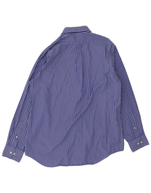 Chaps Mens Shirt Size 16 Large Blue Pinstripe Cotton