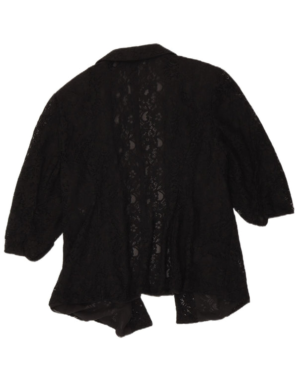 Marks & Spencer Womens 3/4 Sleeve Lace Cardigan Top UK 20 2XL Black Floral