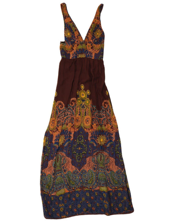Γυναικείο μάξι φόρεμα Angie UK 12 μεσαίου καφέ Paisley Rayon