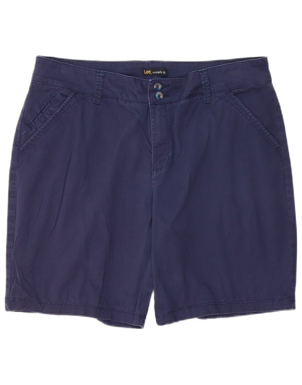 LEE Womens Straight Fit High Waist Chino Shorts US 16 2XL W38 Navy Blue