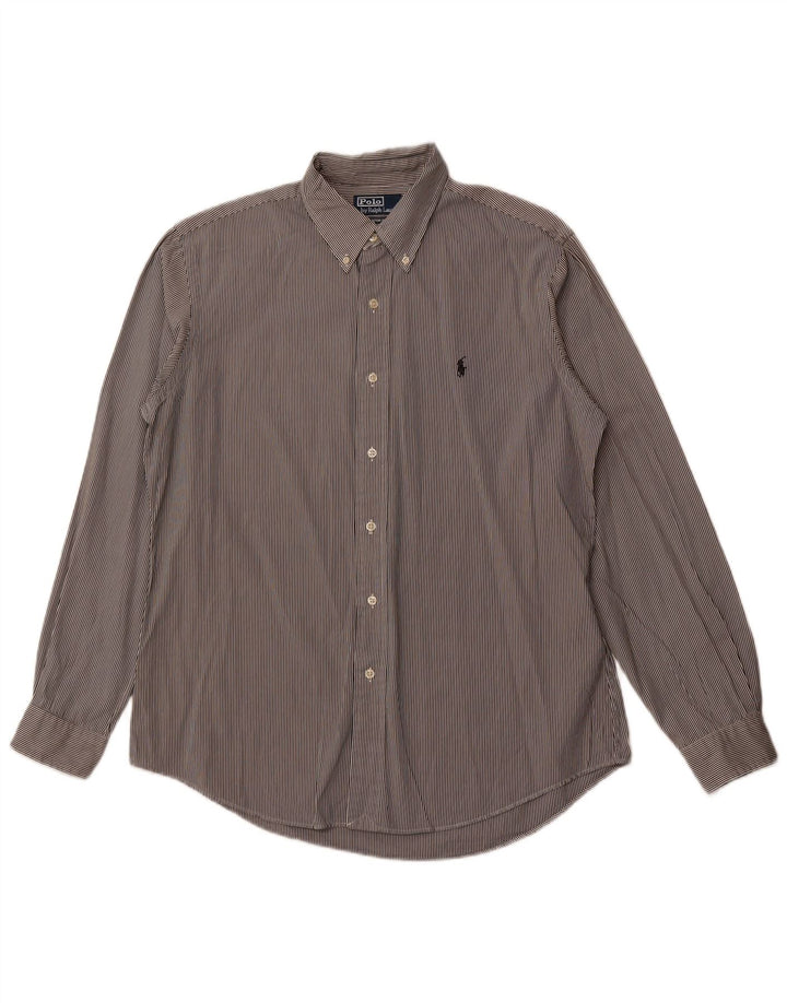 POLO RALPH LAUREN Ανδρικό πουκάμισο προσαρμοσμένης εφαρμογής μεγάλο μαύρο ριγέ βαμβακερό