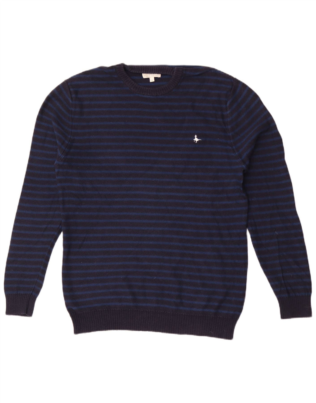 Jack Wills Ανδρικό πουλόβερ με λαιμόκοψη, μεσαίο μπλε ναυτικό, βαμβακερό ριγέ