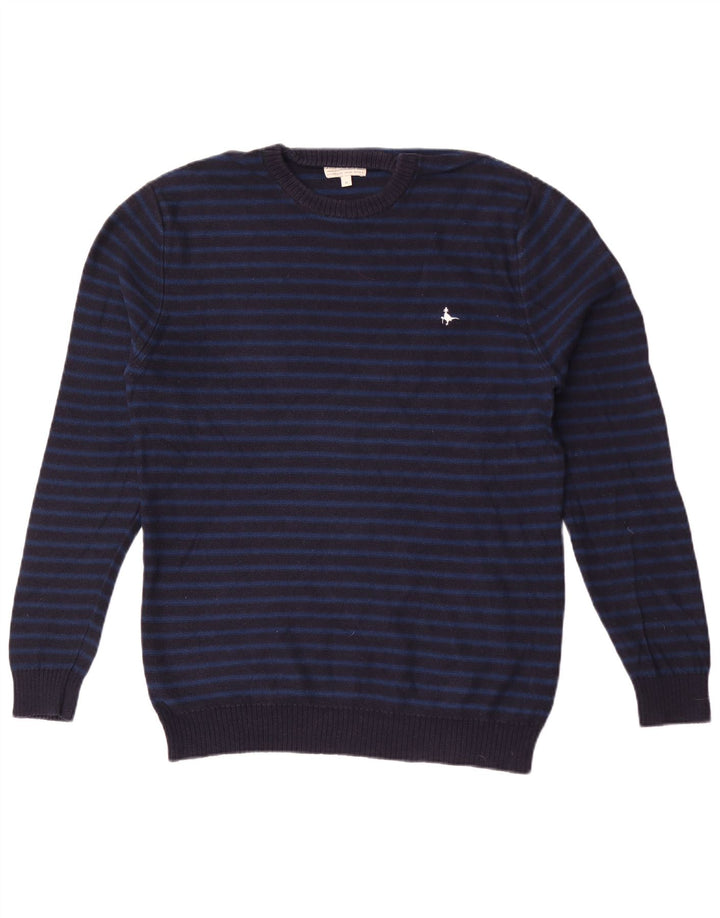 Jack Wills Ανδρικό πουλόβερ με λαιμόκοψη, μεσαίο μπλε ναυτικό, βαμβακερό ριγέ