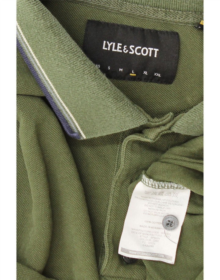 Ανδρικό πουκάμισο πόλο Lyle & Scott με μεγάλο χακί βαμβακερό