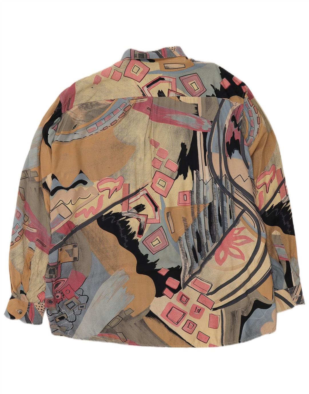 Vintage ανδρικό πουκάμισο μεγάλου μεγέθους, αφηρημένο μοτίβο, μεγάλο πολύχρωμο ρετρό