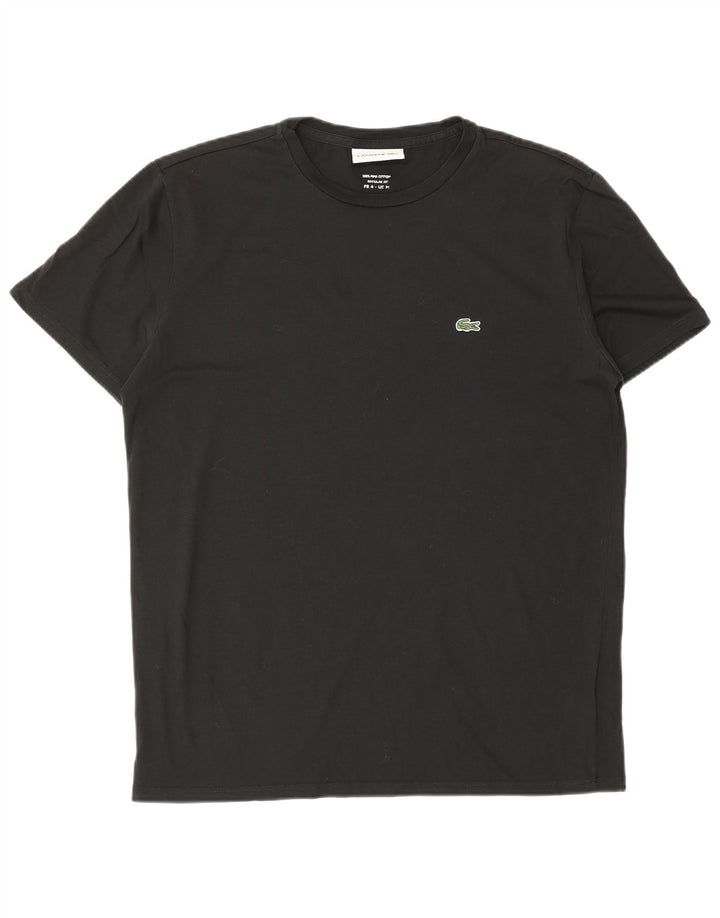 Ανδρικό T-Shirt Lacoste κανονική εφαρμογή Top size 4 Μεσαίο μαύρο βαμβακερό