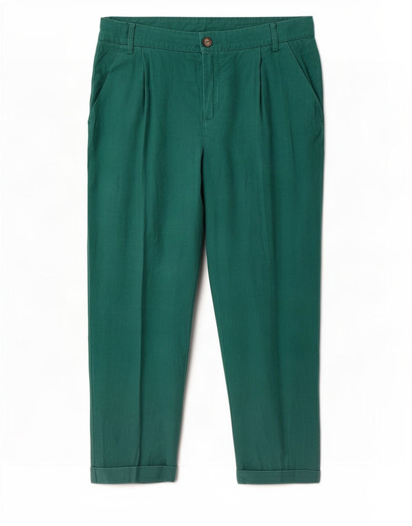 Benetton Γυναικείο κωνικό παντελόνι Chino UK 12 Medium W32 L25 Green Len