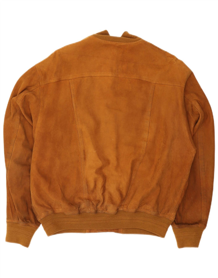 Vintage Ανδρικό Suede Bomber Jacket IT 48 Μεσαίο Καφέ Δερμάτινο