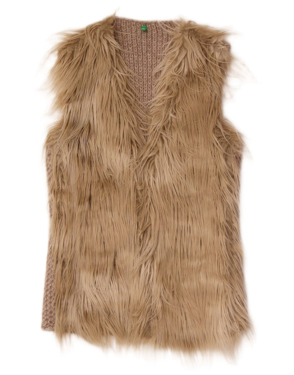 Benetton Γυναικείο Αμάνικο Ζακέτα UK 10 Small Beige