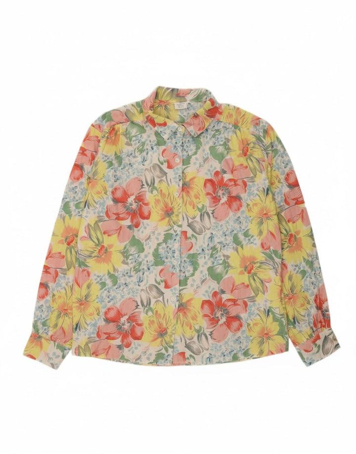 VINTAGE Womens Shirt EU 46 XL Multicoloured Floral Cotton
