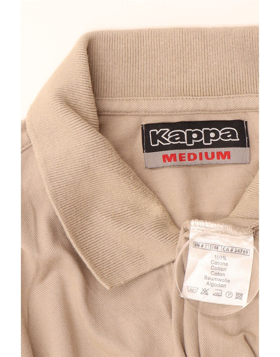 KAPPA Mens Polo Shirt Medium Beige Cotton Vintage Kappa and Second-Hand Kappa from Messina Hembry 