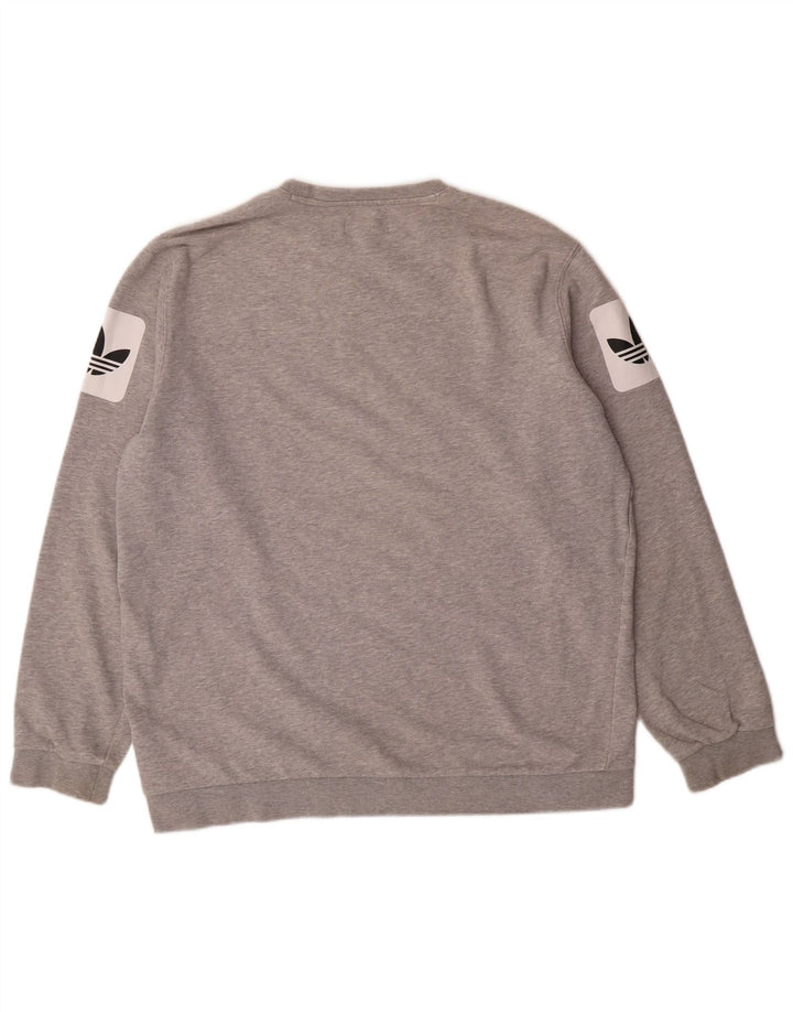 Ανδρικό γραφικό φούτερ ADIDAS Jumper μεγάλο γκρι βαμβακερό