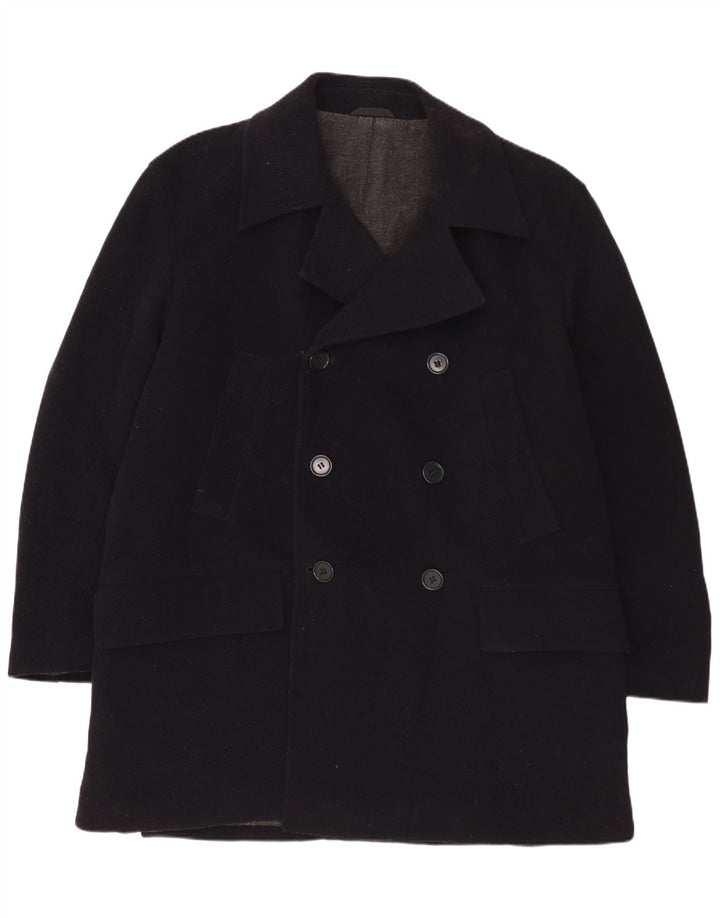VINTAGE Ανδρικό Παλτό με διπλό στήθος IT 50 Large Navy Blue Wool