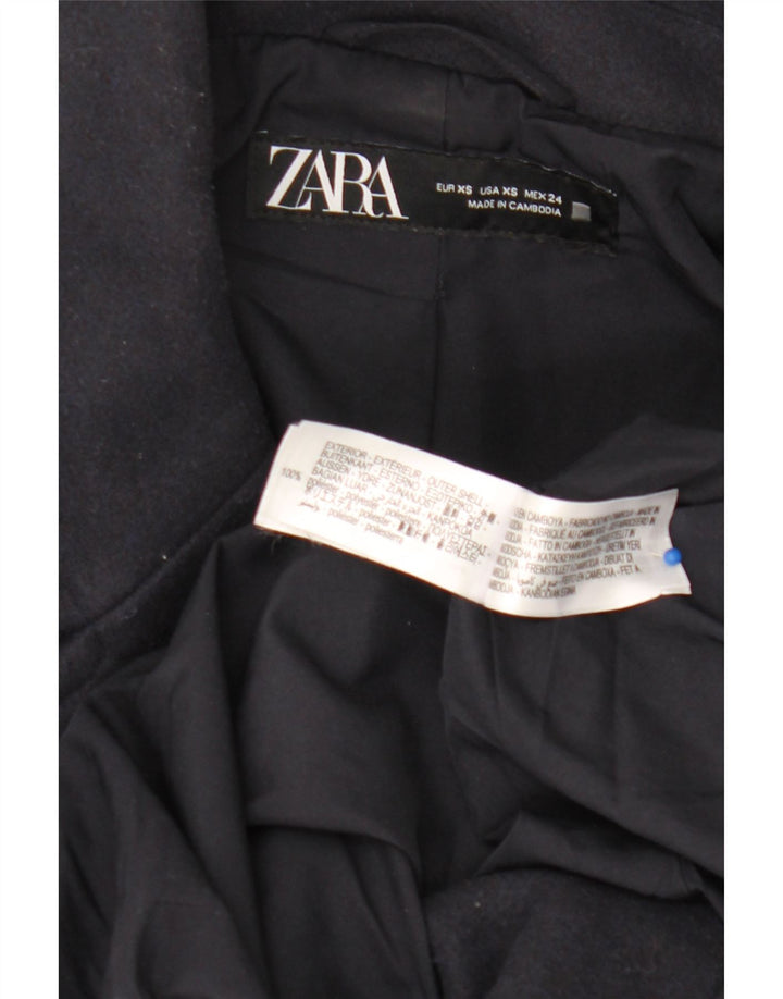 Zara Γυναικείο παλτό με διπλό στήθος UK 6 XS Navy Blue Polyester