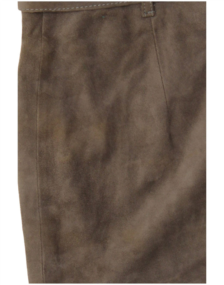 Vintage Γυναικεία Suede Φούστα IT 44 Medium W26 Χακί Δέρμα