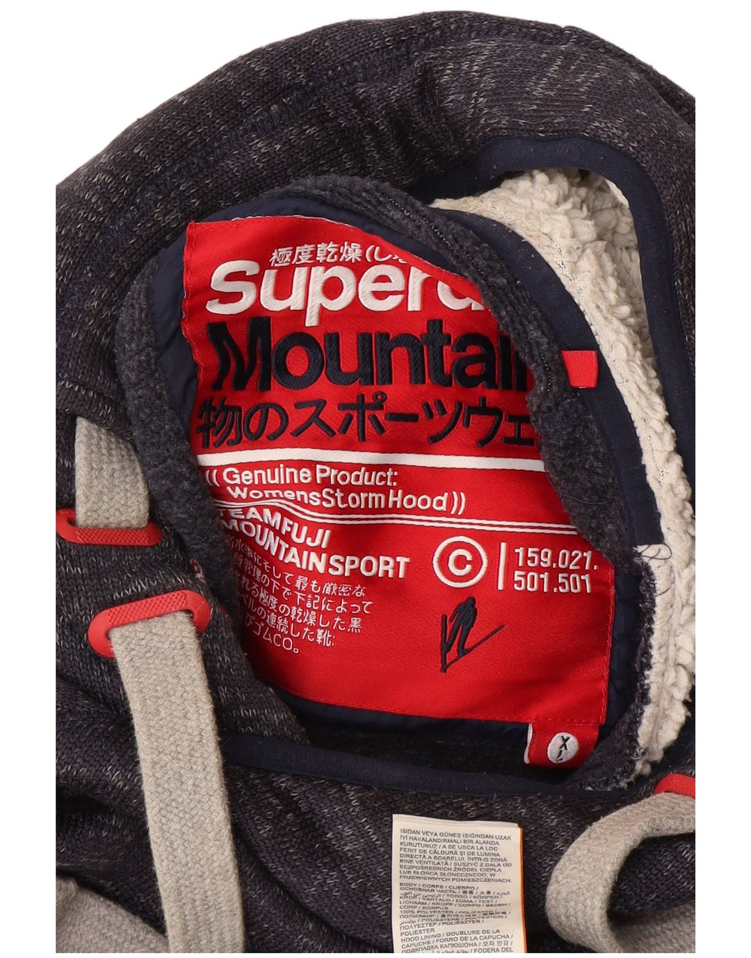 Superdry γυναικείο φούτερ με κουκούλα UK 18 XL πολυεστέρας με φλύκταινες σε μπλε μπλέ