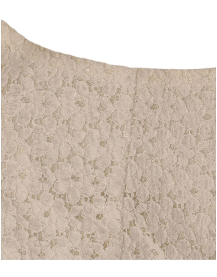 VINTAGE γυναικείο κοντομάνικο πουκάμισο μπλούζα IT 46 μεγάλο εκρού φλοράλ