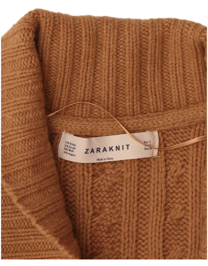 Zara Γυναικεία Ζακέτα UK 10 Small Brown Nylon