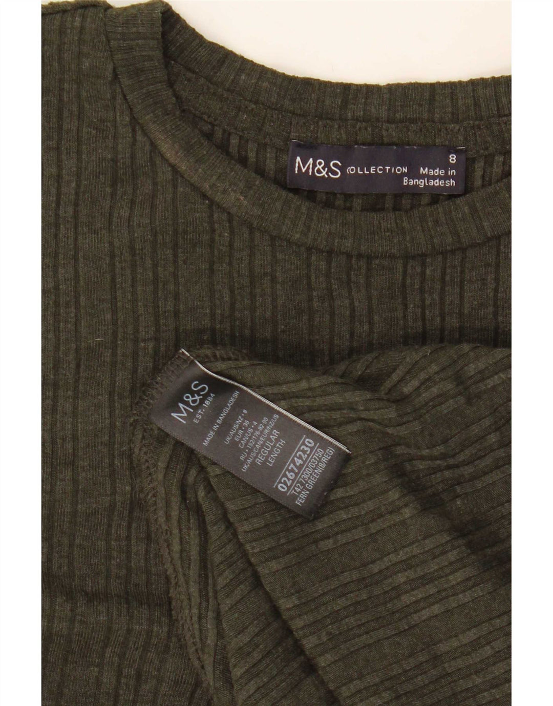 Marks & Spencer Γυναικείο μακρυμάνικο φόρεμα A-Line UK 8 Μικρό Χακί Πολυεστέρας