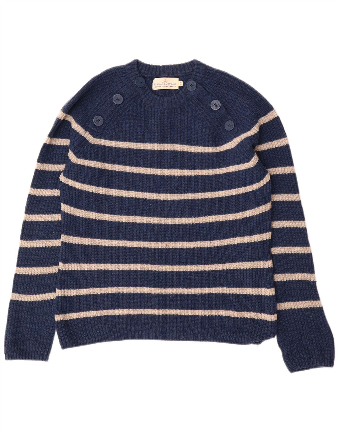 SEASALT CORNWALL Γυναικείο πουλόβερ με λαιμόκοψη πλήρωμα UK 14 Large Navy Blue