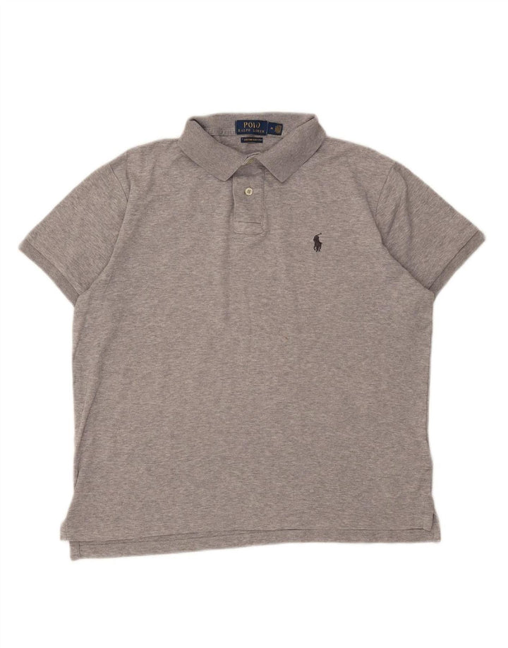 POLO RALPH LAUREN Mens Custom Slim Fit Polo Shirt Medium Grey Cotton