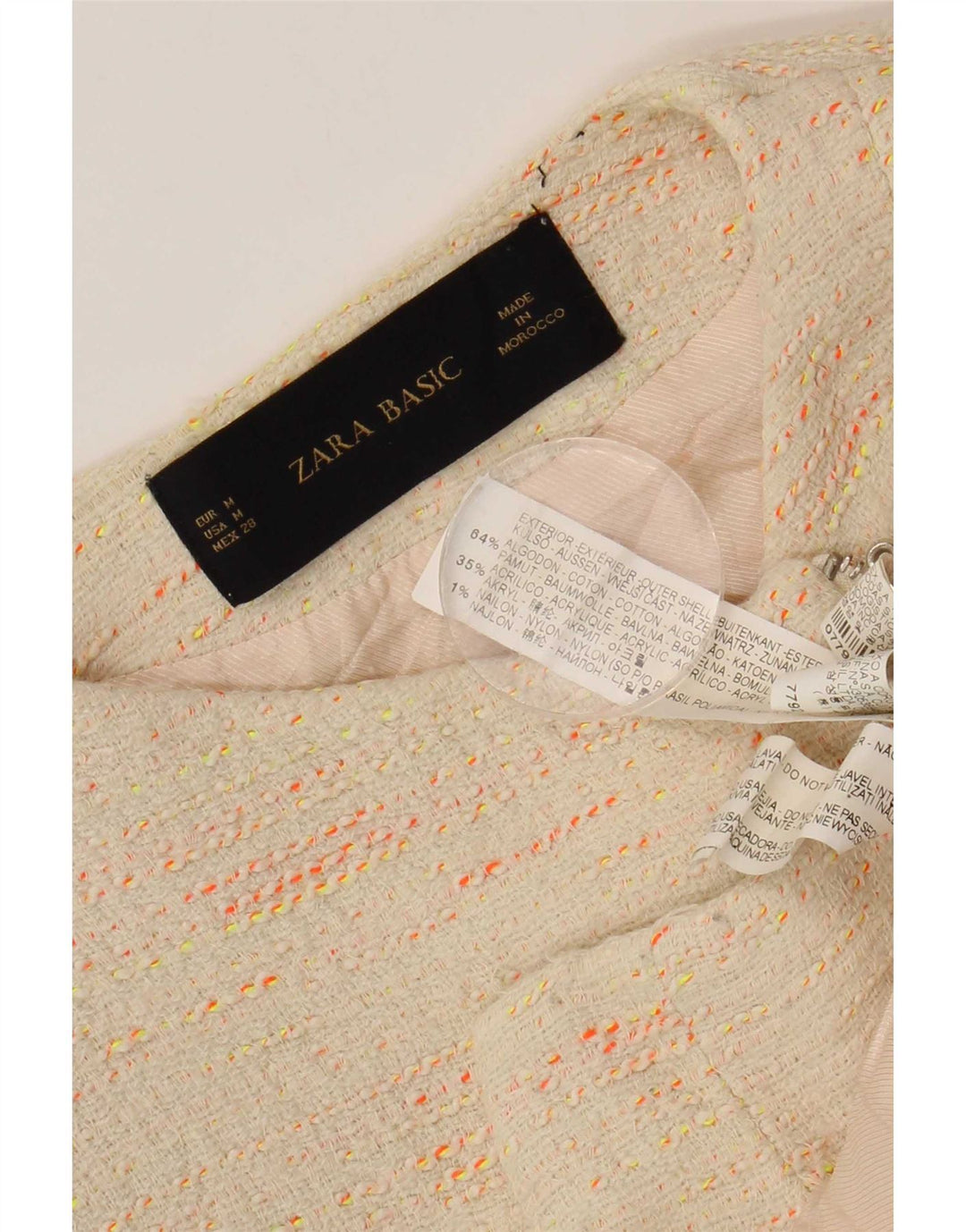 Zara Γυναικείο Μπλέιζερ Μπουφάν UK 12 Medium Beige Flecked Cotton