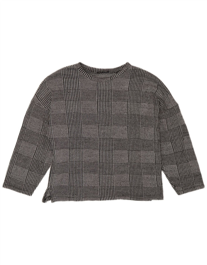 Zara Γυναικείο τοπ μακρυμάνικο UK 14 Medium Grey Houndstooth Πολυεστέρας
