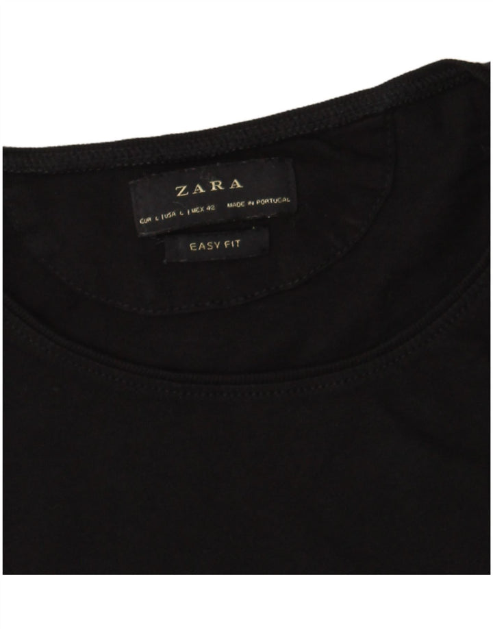Ανδρικό T-Shirt Easy Fit ZARA Top Large Μαύρο