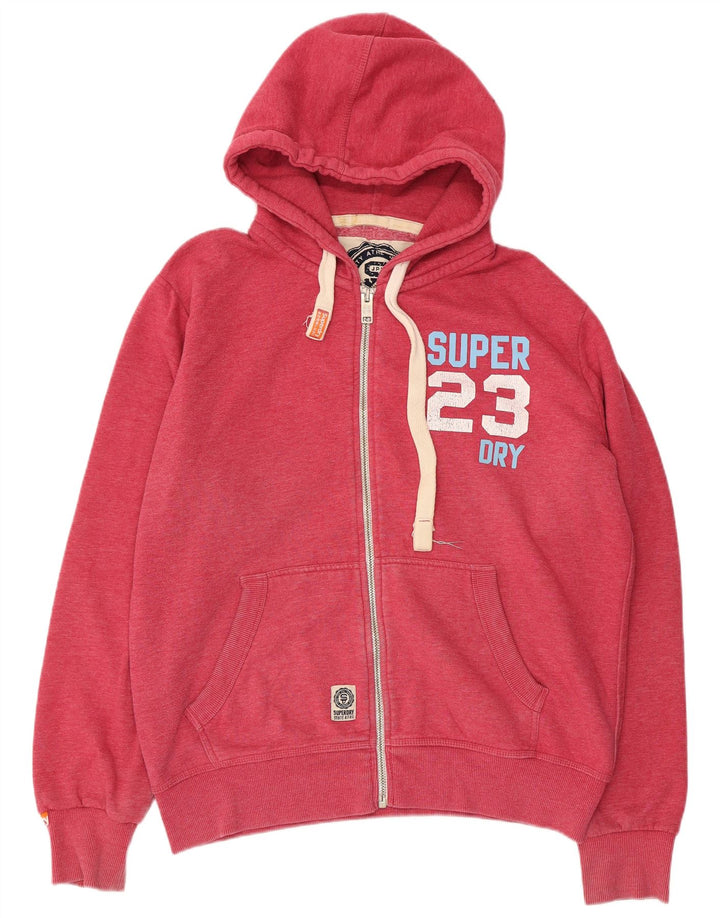 Ανδρικό πουλόβερ με κουκούλα με φερμουάρ SUPERDRY 2XL κόκκινο βαμβακερό