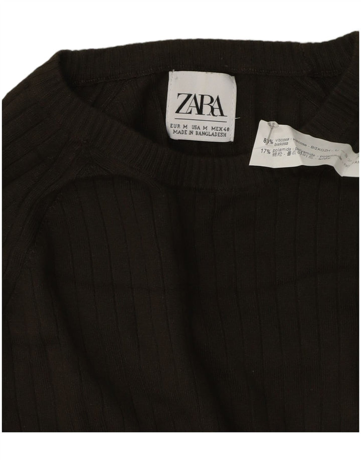 Ανδρικό πουλόβερ Zara με λαιμόκοψη μεσαίου πράσινου βισκόζης