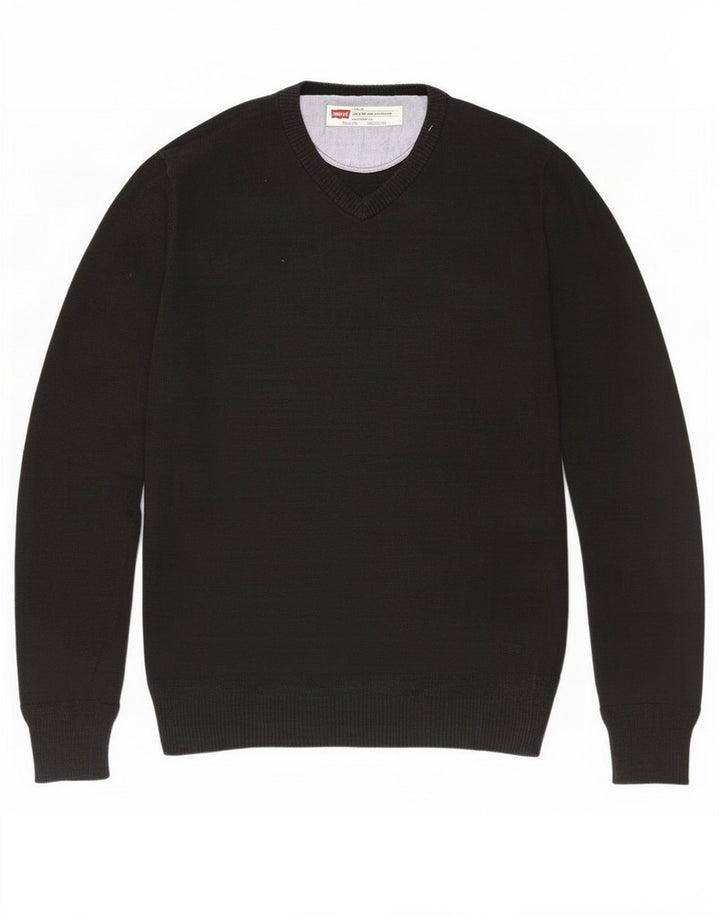 Ανδρικό πουλόβερ Levi's Slim Fit Jumper με V λαιμόκοψη Μικρό Μαύρο