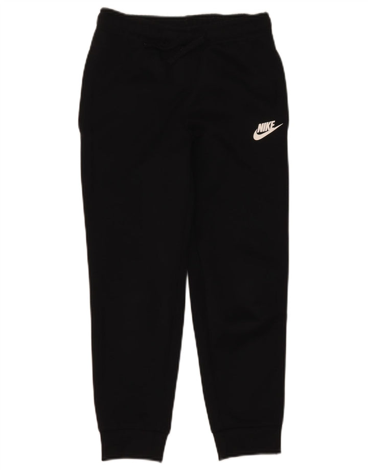 NIKE Girls Tracksuit Trousers Joggers 8-9 Years Small Black Polyester