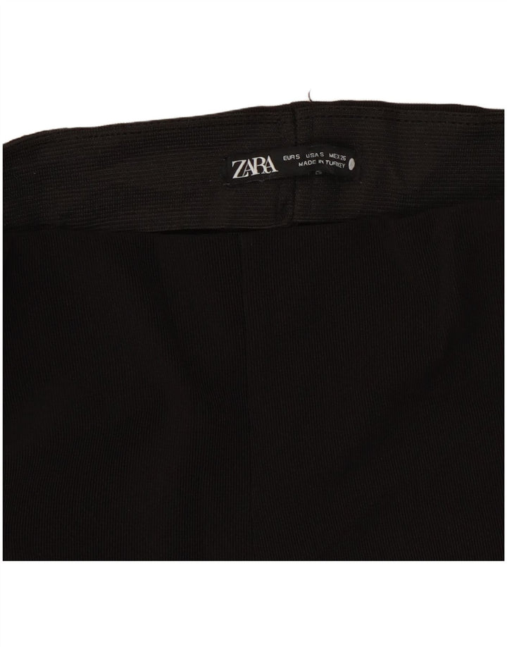 Zara Γυναικείο Flare Casual Παντελόνι Small W26 L30 Μαύρο Πολυεστέρα