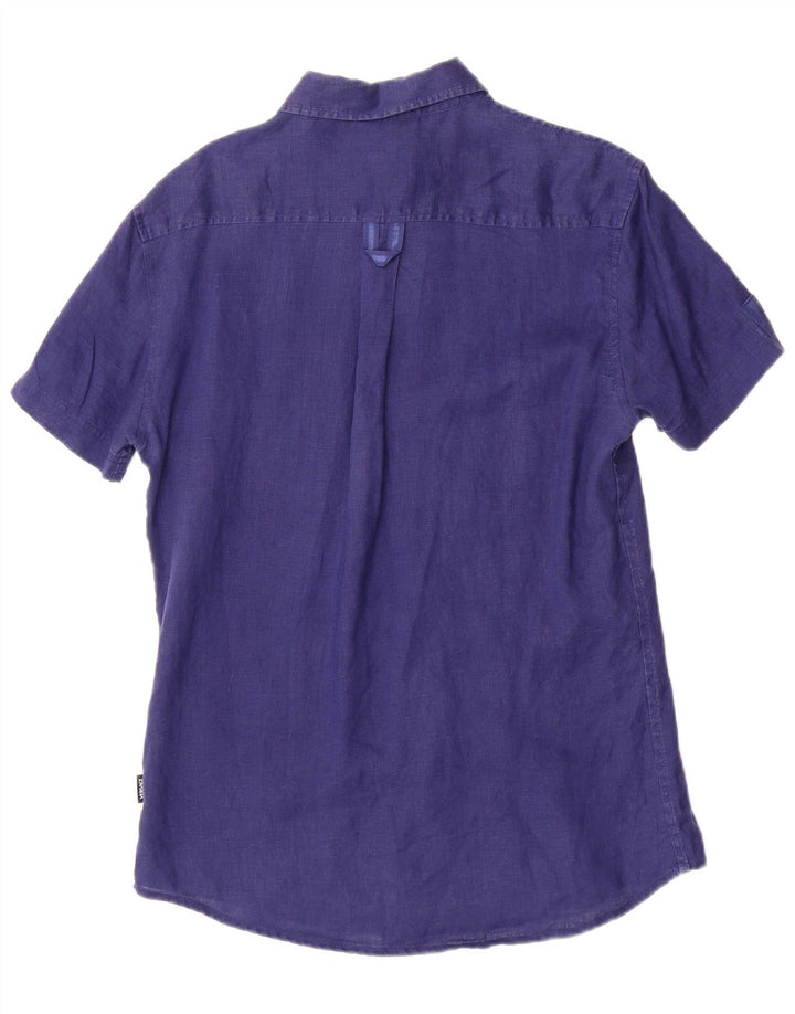 Ανδρικό κοντομάνικο πουκάμισο Versace Μικρό λινό Navy Blue