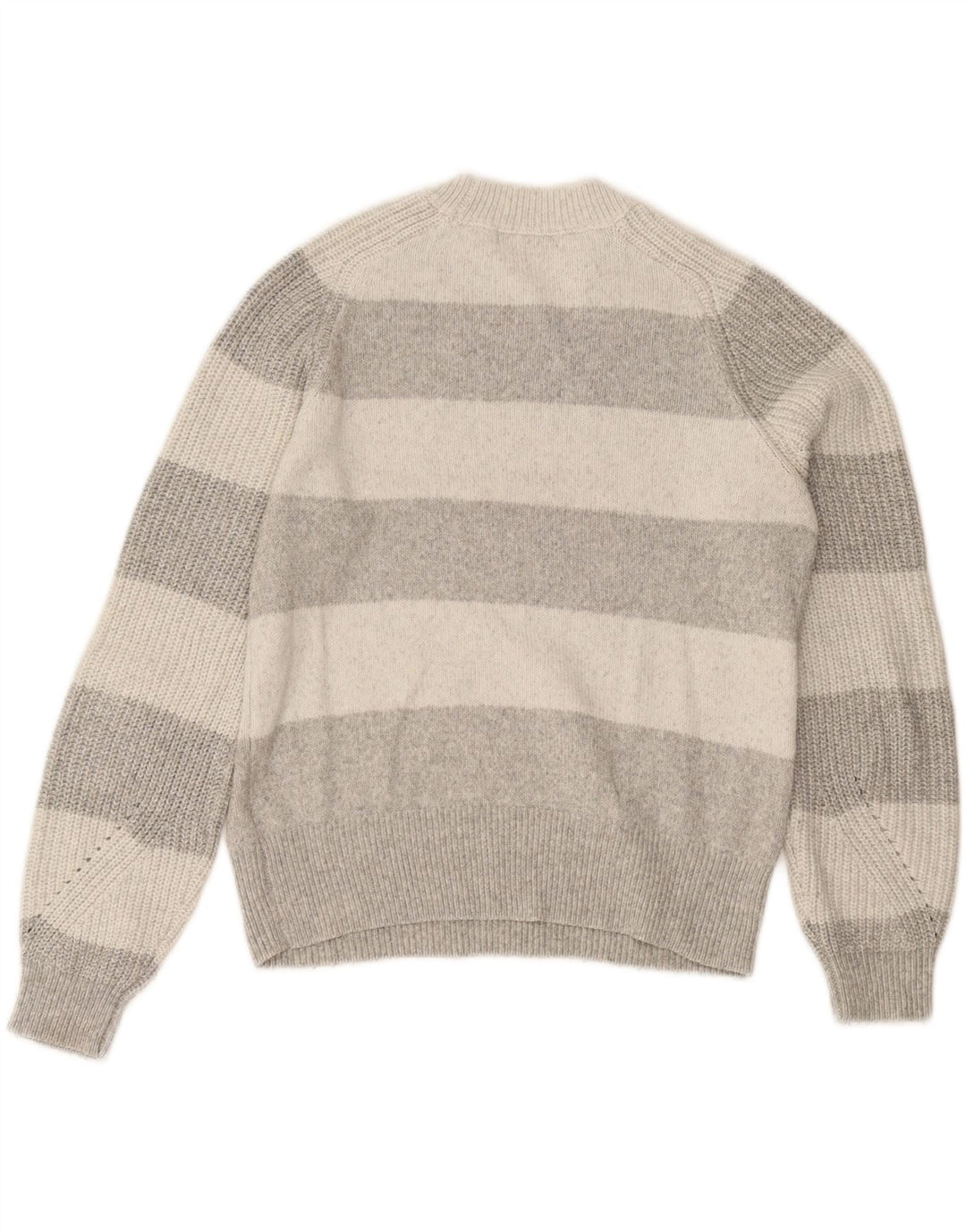 Zara Γυναικείο πουλόβερ με λαιμόκοψη UK 10 Small Grey ριγέ πολυεστέρα
