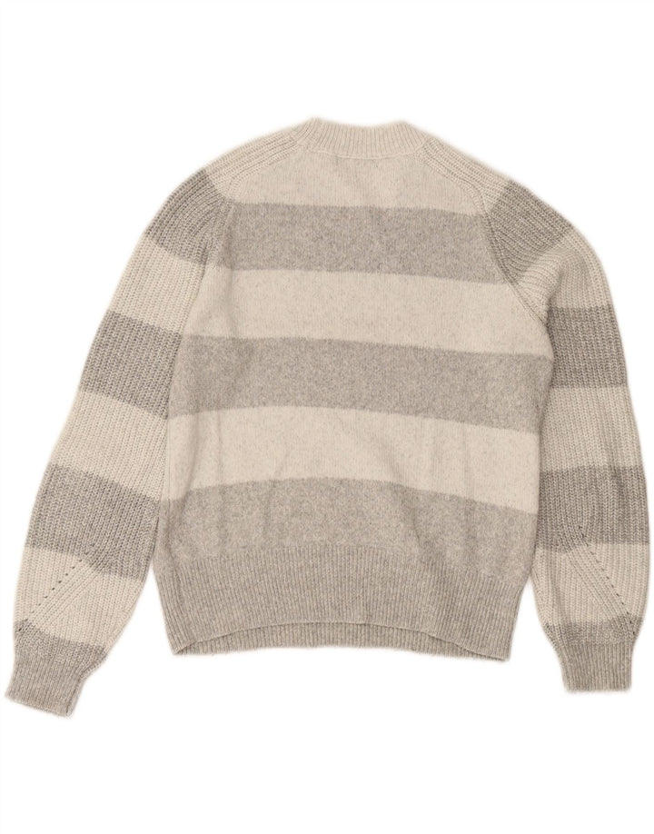Zara Γυναικείο πουλόβερ με λαιμόκοψη UK 10 Small Grey ριγέ πολυεστέρα