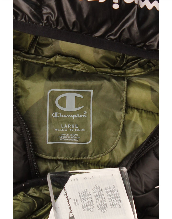 Champion Boys Hooded Jacket 11-12 Years Large Black Polyester