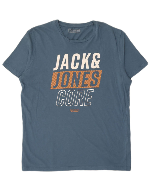 JACK & JONES Ανδρικό γραφικό T-Shirt Top XL Μπλε βαμβακερό