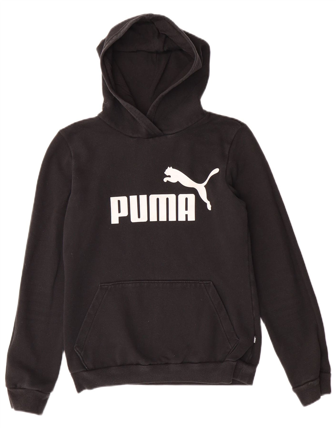 PUMA Girls Graphic Hoodie Jumper 13-14 ετών Μαύρο βαμβακερό
