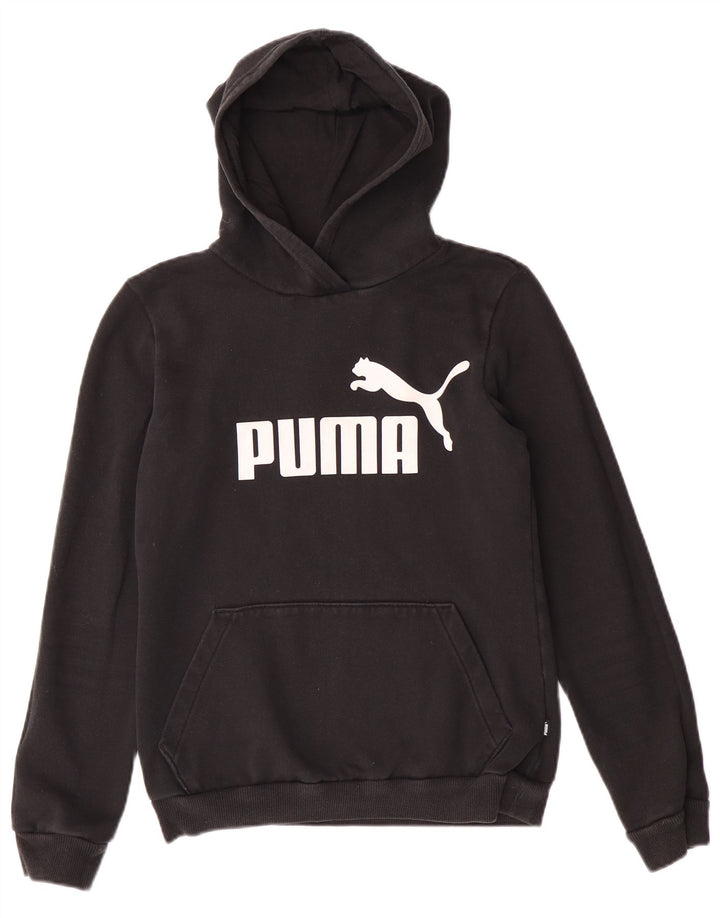 PUMA Girls Graphic Hoodie Jumper 13-14 ετών Μαύρο βαμβακερό