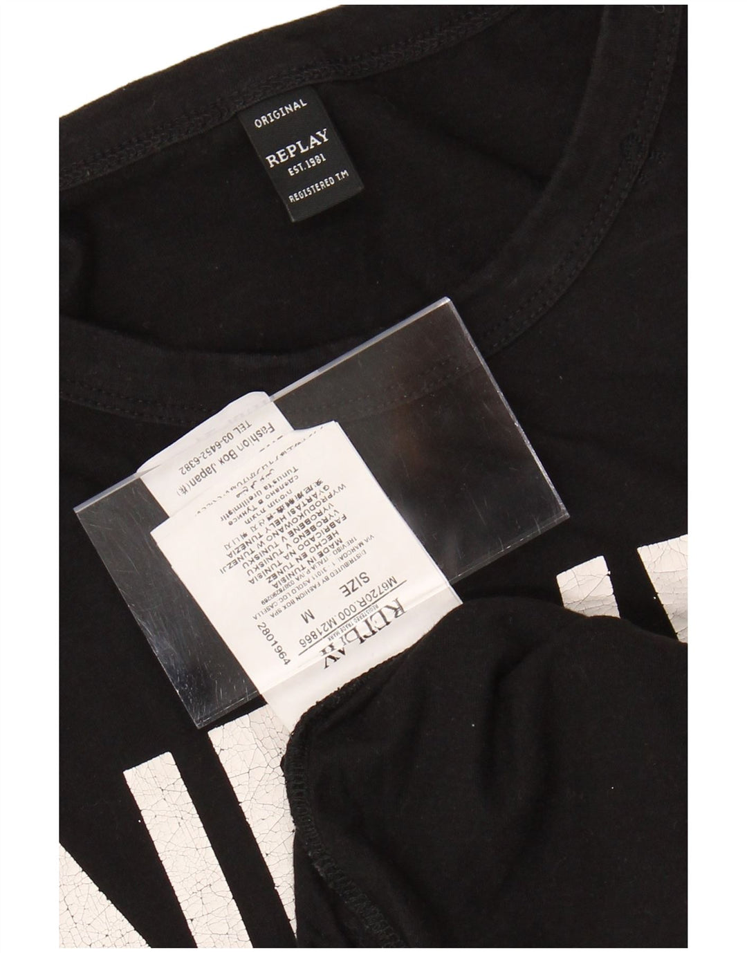 Ανδρικό γραφικό μπλουζάκι REPLAY Τοπ μεσαίο μαύρο βαμβακερό