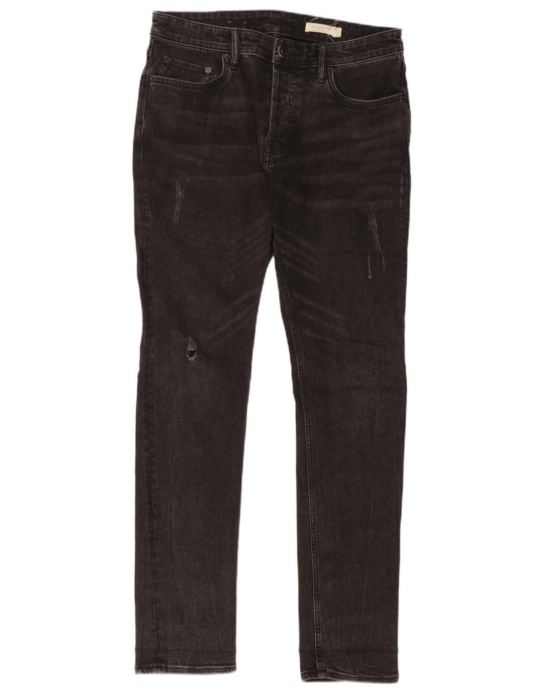 All Saints Mens Distressed Slim Jeans W30 L32 Μαύρο βαμβακερό