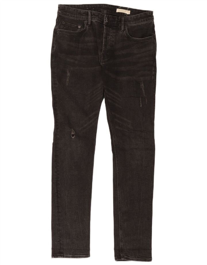 All Saints Mens Distressed Slim Jeans W30 L32 Μαύρο βαμβακερό