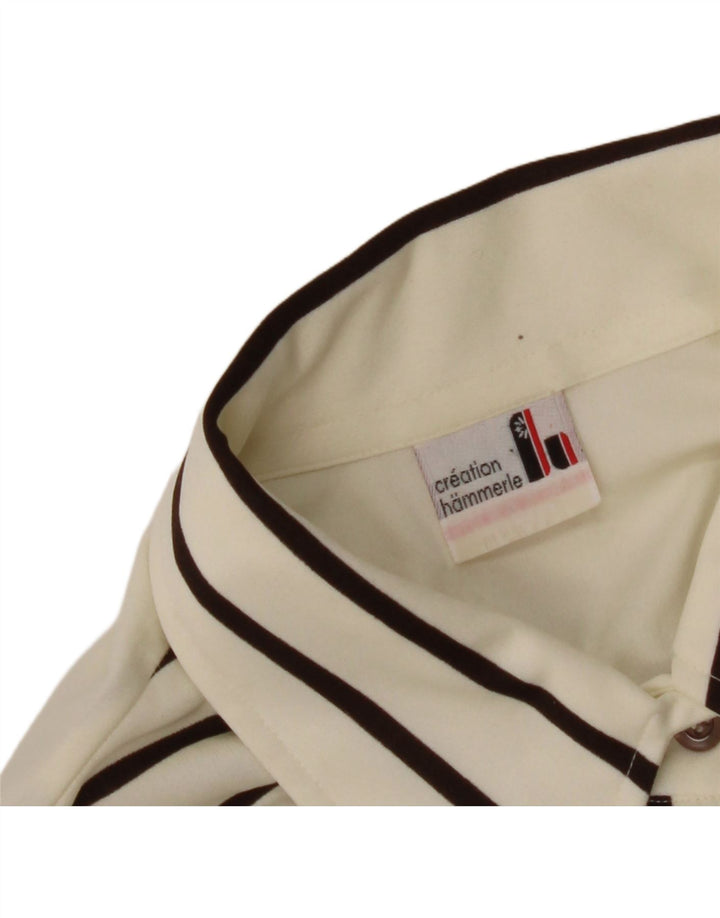 HAMMERLE γυναικείο πουκάμισο μπλούζα UK 14 Μεγάλο υπόλευκο ριγέ πολυεστέρα