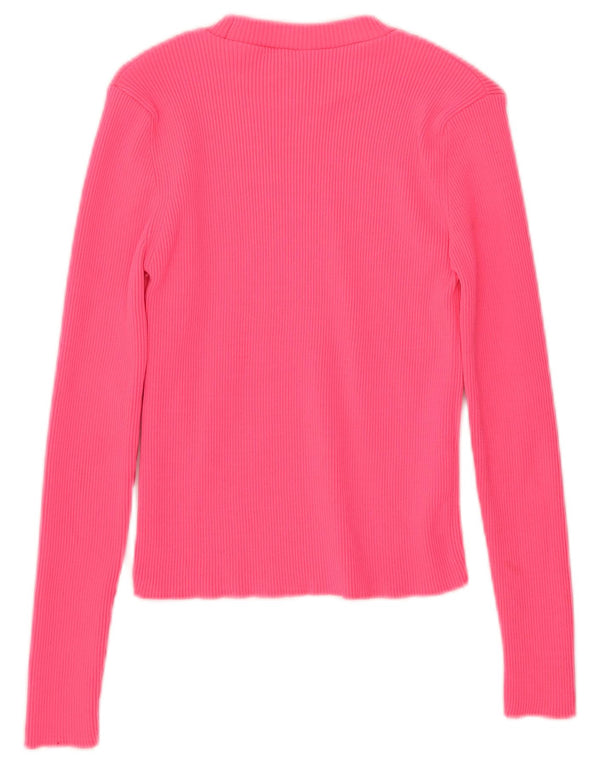 Zara Γυναικείο Crop Top Μακρυμάνικο UK 8 Small Pink Polyamide