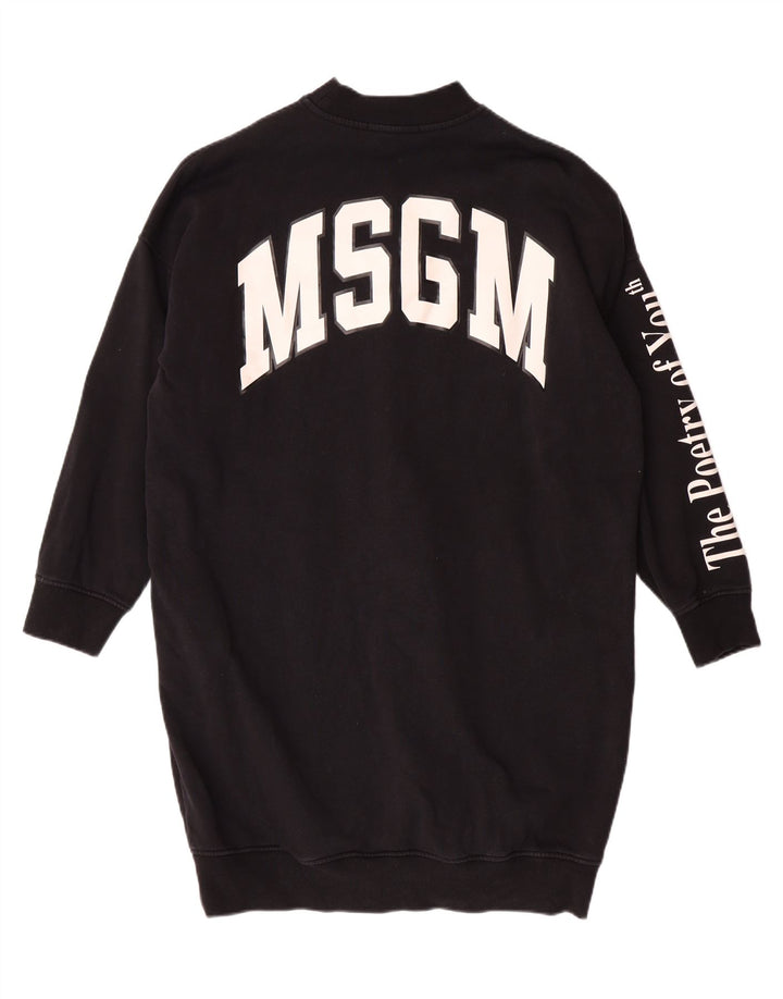 MSGM Womens Graphic Oversized Jumper Dress UK 10 Small Black Cotton Vintage MSGM and Second-Hand MSGM from Messina Hembry 