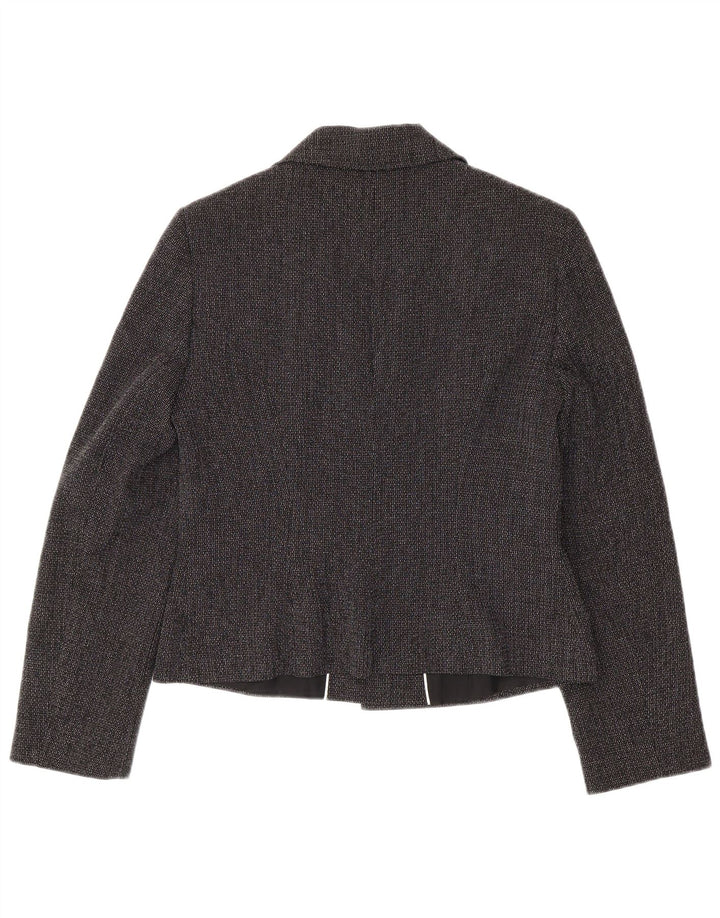 WALLIS Womens 1 Button Blazer Jacket UK 14 Medium Grey Polyester